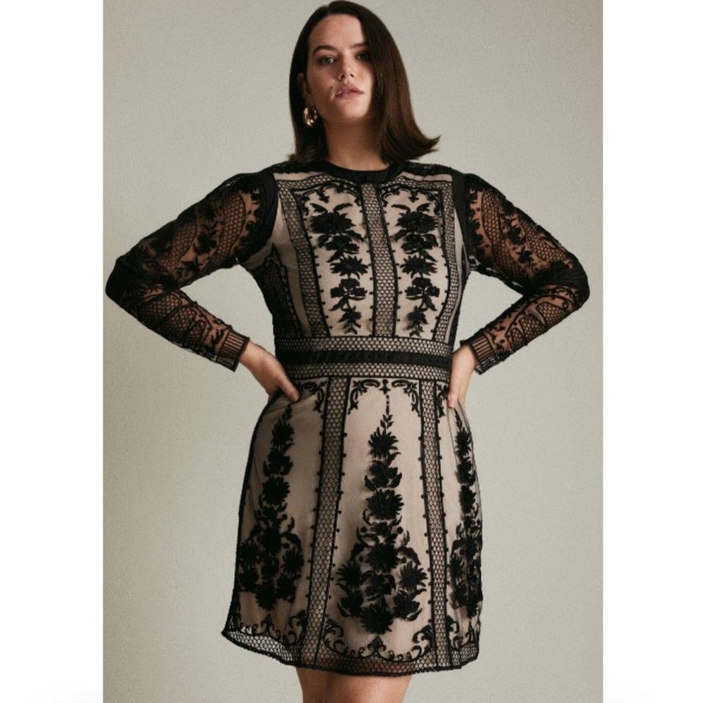 Plus Sized Embroidered Mini Dress